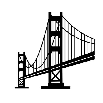 black golden gate bridge silhouette clip art preview
