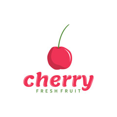 Red berry fruit garden plant silhouette design template cherry logo vector illustration