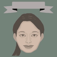 微笑む若い女性とフレームのカラーイラスト10（レトロ調）