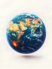 3D flat Earth evening and space morning concept with dreamy background. Symbolizes planetary and cosmic time interconnection. Isolated on white background.