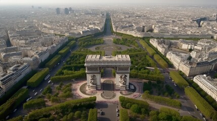 Obraz premium Aerial View of the Arc de Triomphe in Paris