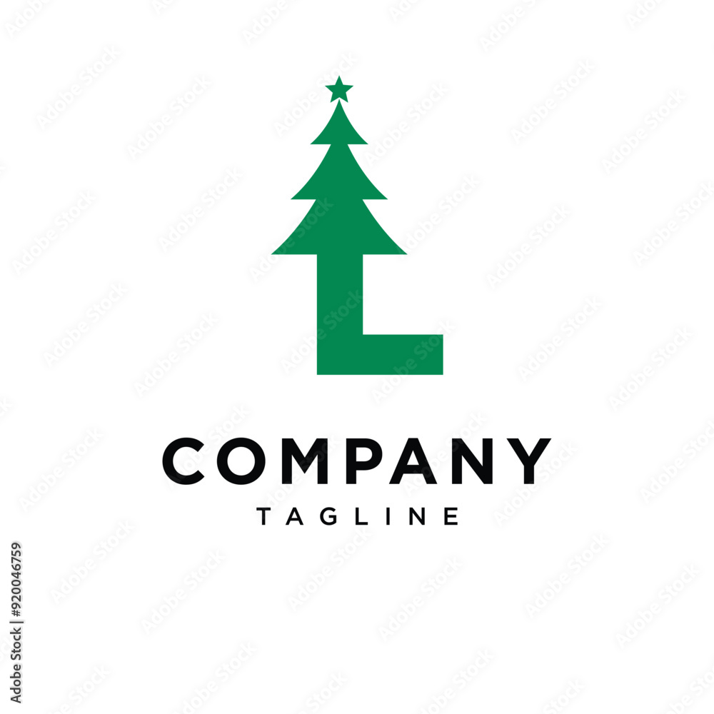 Poster letter l christmas tree logo icon vector