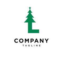 Letter L Christmas tree Logo Icon Vector