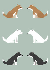 横向きの日本犬のイラスト