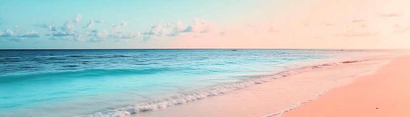 Obraz premium Peaceful Ocean Beach Landscape - Pastel Colors