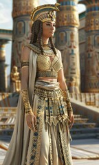 Cleopatra in her royal attire in the grand palace --chaos 9 --ar 9:16 Job ID: 04e57f6f-c75d-4288-8794-1e9053766b8d