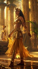 Egyptian Queen in Golden Attire