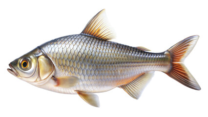 Detailed fish with scales and fins swimming in water isolated on transparent background