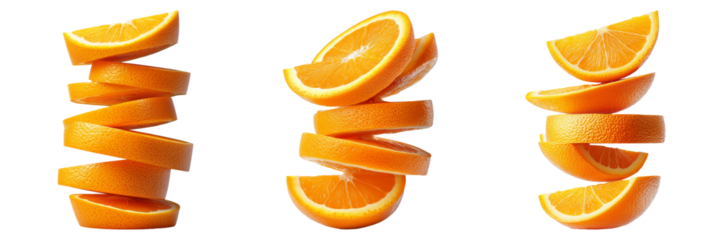 Orange Slices Spiral Stack on Transparent Background