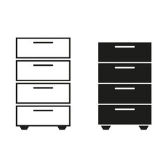 Drawer icons. Black and white. Simple furniture shapes. Vector graphic.