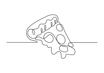 Pizza continuous one line drawing vector illustration
