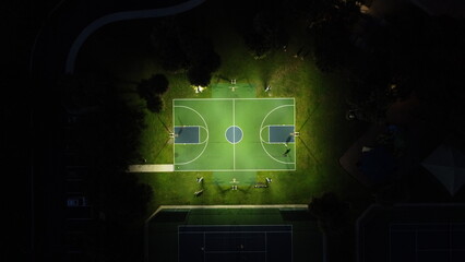 tennis court at night