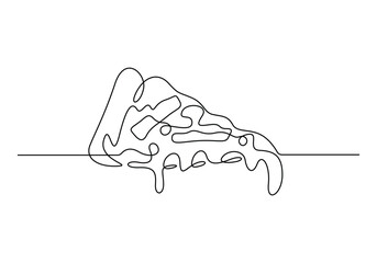 Pizza continuous one line drawing vector illustration