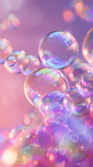 Bubble abstract background in pink and purple tones, delicate and dreamy