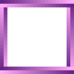Pixelated purple frame. Vector border design. Gradient effect. Vibrant pink tones.