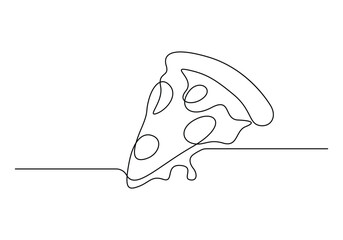 Pizza continuous one line drawing vector illustration