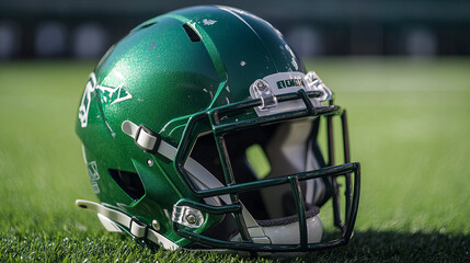 Green football helmet