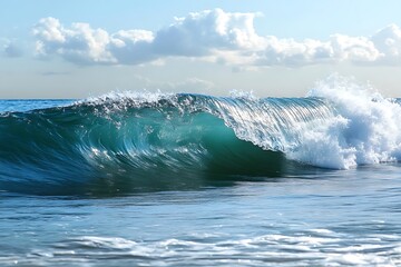 Ocean Wave Crashing in Turquoise Water Photo
