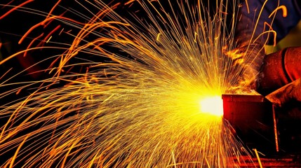 火花が散る鉄工所