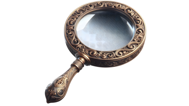 Vintage magnifying glass isolated .png transparant background