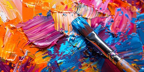 Obraz premium Colorful Abstract Painting with Brush.
