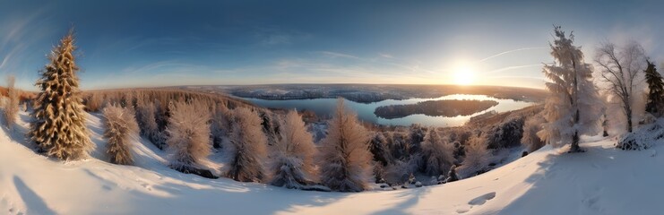 360 degree winter landscape during Christmas. HDRI spherical panorama.