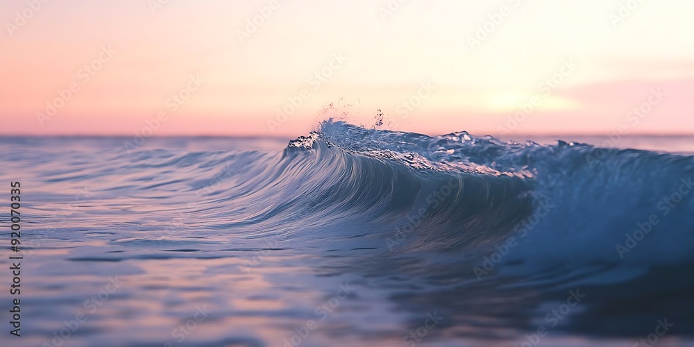 Wall mural ocean wave breaking at sunset - photo