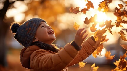 Fall family outing ideas, joyful scenes, vibrant colors, dynamic action