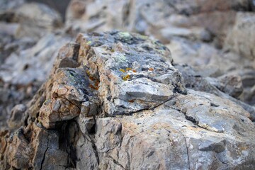 Close-Up Of Grey Rock With Cracks