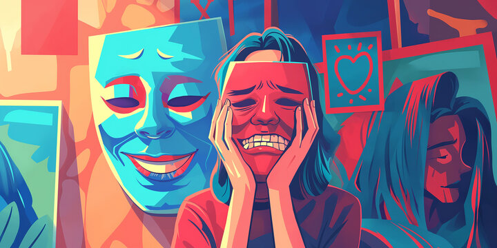 Hidden Identity: Person Wearing a Mask in an Artistic Illustration

