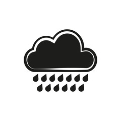 Rain cloud icon. Black and white. Simple weather symbol. Vector graphic.