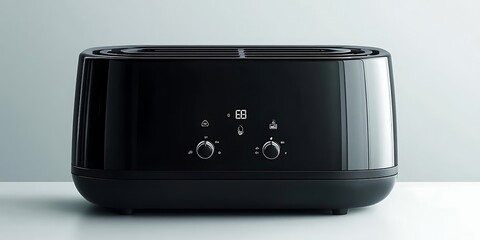 Black Toaster with Digital Display and Control Knobs - Product Photography