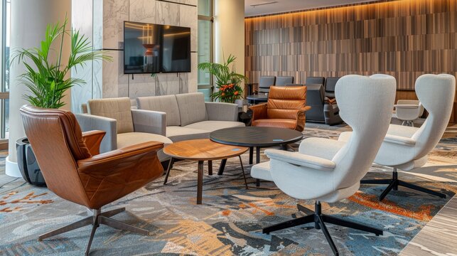 Picture the comfort of an airport lounge, where business travelers relax in plush chairs, recharge their devices, and enjoy complimentary refreshments.