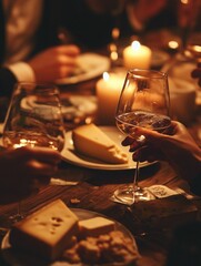 Naklejka premium The culture of drinking wine while eating, Ai generated