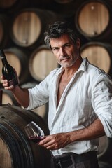 Obraz premium The culture of drinking wine while eating, Ai generated