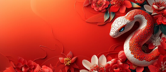 Obraz premium Happy Chinese new year 2025 Snake Zodiac is a design asset suitable for creating festive, greeting cards and banners 