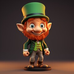 Charming Leprechaun Illustration in Green Hat and Suit for St. Patrick's Day Celebrations and Irish Folklore Themes