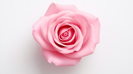 Elegant Pink Rose Flower in Full Bloom on White Background - Stunning Close-Up Photograph of a Delicate Pink Rose