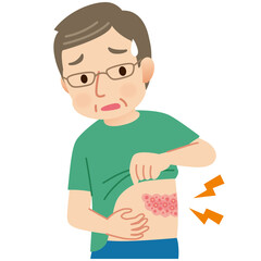 帯状疱疹ができて痛みがある中年男性　症状
