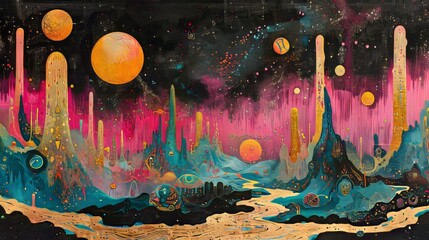 Obraz premium 宇宙イメージの抽象画,Generative AI AI画像