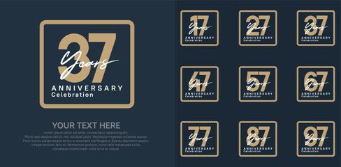 anniversary set logo style with brown and white color in square for company celebration moment