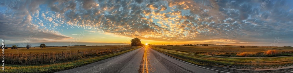 Sticker open highway at dawn