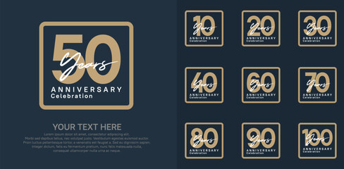 anniversary set logo style with brown and white color in square for company celebration moment