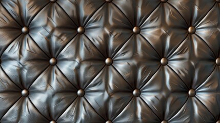 Fototapeta premium Quilted leather wall pattern with elegant diamond-shaped stitching and abstract floral motifs.