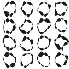 Abstract wavy frames. Black irregular shapes. Dynamic outlines. Vector graphic.