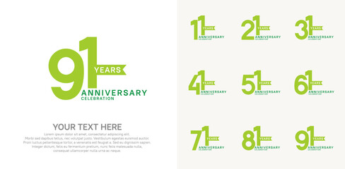 anniversary set, green color with ribbon for celebration event