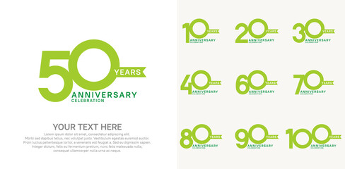 anniversary set, green color with ribbon for celebration event