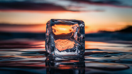 ice cubes on the water