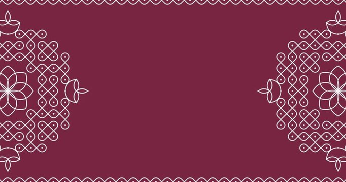 animated Indian Traditional and Cultural pulli or sikku Kolam decor background.