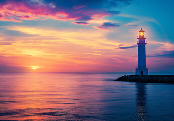 lighthouse at sunset © xinyan